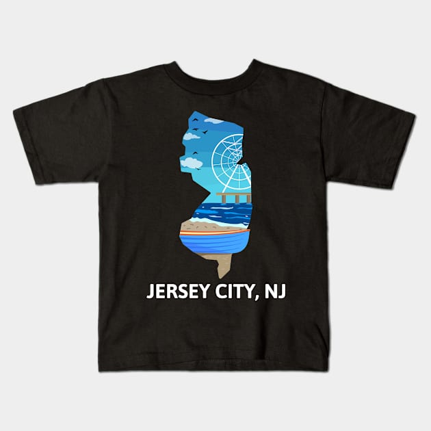 Jersey City, NJ Kids T-Shirt by A Reel Keeper